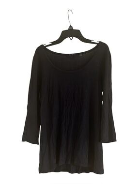 Tahari Black Scoop Neck Size Medium Short Sleeve Tee